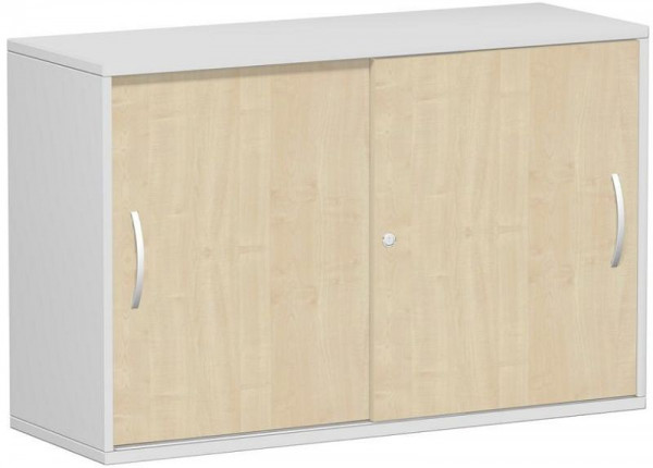 Panel superior de armario con puerta corredera geramöbel de 25 mm, con pies, con llave, 1200x425x798, arce/gris claro, S-312253-AL