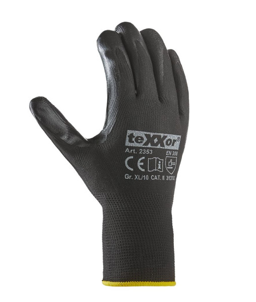 guantes de nitrilo teXXor POLIÉSTER negro, talla: 7, paquete: 144 pares, 2353-7