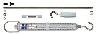 Dinamómetro PESOLA / medidor de tensión y presión, balanza de resorte 200N, división 2N, con juego de presión de dinamómetro, 80196/7