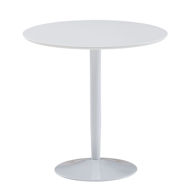 Wohnling mesa de comedor redonda 75x75x74 cm pequeña mesa de cocina blanca brillante, mesa de comedor redonda para 2 personas, mesa de desayuno moderna cocina, WL6.504