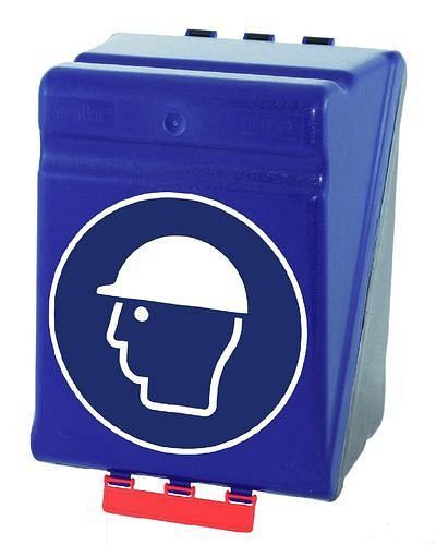 Caja maxi DENIOS para guardar protección para la cabeza, azul, 119-583