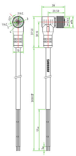 Cable Hagnleone Conector hembra M12 3 m 3 pines, 7052