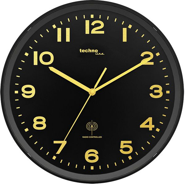 Reloj de pared Technoline radiocontrolado dorado, reloj radiocontrolado de plástico, dimensiones: Ø 30 cm, WT 8500 dorado