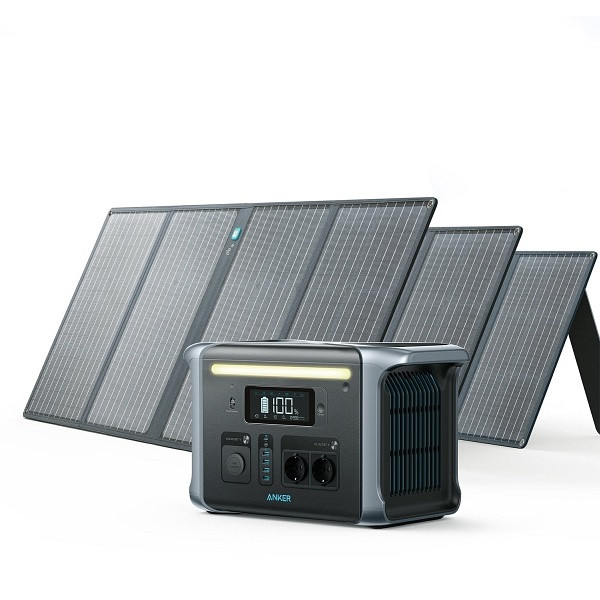 Generador solar Anker 757 (Anker 757 PowerHouse, Powerstation, 1229 Wh, 1500 W con 3 paneles solares de 100 W), BUNDLE-A1770311-1-A2431031-3