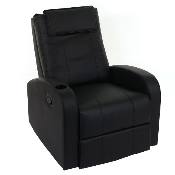 Mendler Durham Sillón de TV, sillón de TV, sillón reclinable, sillón reclinable, imitación de cuero, negro, 41857+41858