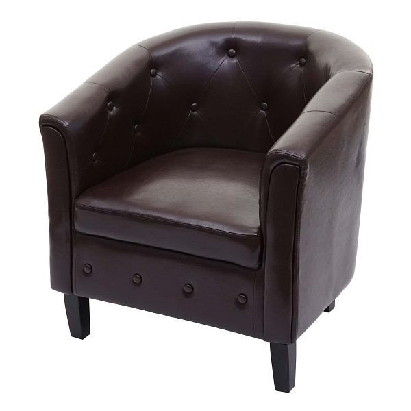 Mendler sillón Newport T810, lounge chair club chair Chesterfield, piel sintética, marrón, 75126