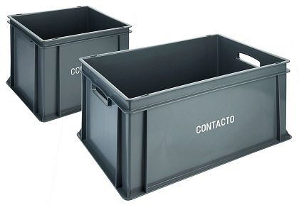 Caja de transporte apilable Contacto, plana 60 x 40 x 21,5 cm, gris, 2511/621