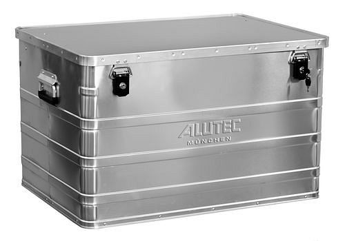 Caja de aluminio DENIOS clásica, sin esquinas de apilamiento, volumen de 186 litros, 254-865