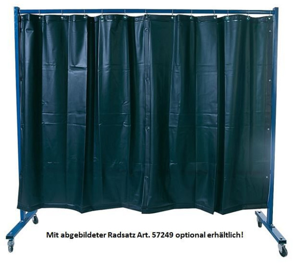 ELMAG Muro protector para soldadura, monocomponente, con cortina de lámina S9, verde oscuro, mate, DIN EN 1598, ancho: 2,1m, altura: 1,83m, distancia al suelo: 165 mm, 57251