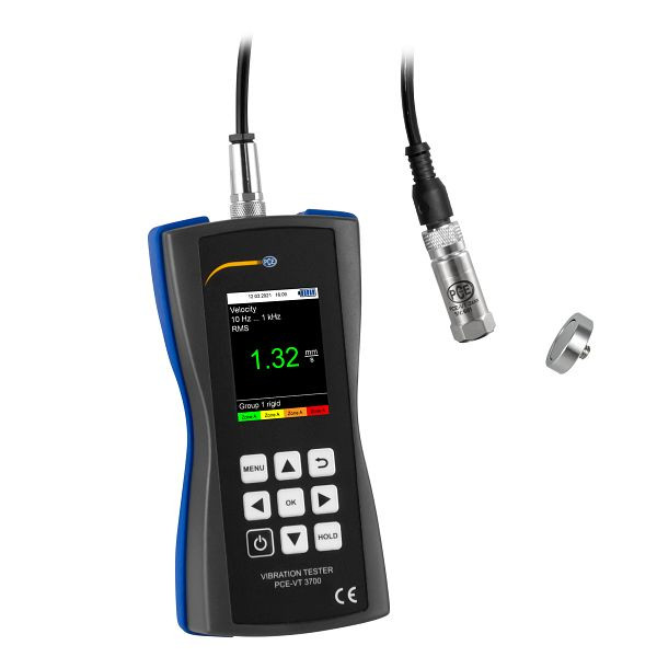 PCE Instruments medidor de vibraciones, monitorización de vibraciones de máquinas e instalaciones, PCE-VT 3700