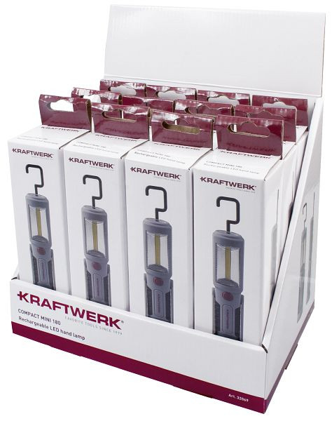 Pantalla Kraftwerk con lámpara de mano LED COB MINI 180, recargable, 12 piezas, 32069D12