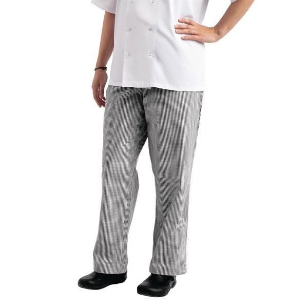 Whites pantalones unisex de Easyfit cocinero, blanco y negro, pequeñas comprobado L, L-A026T