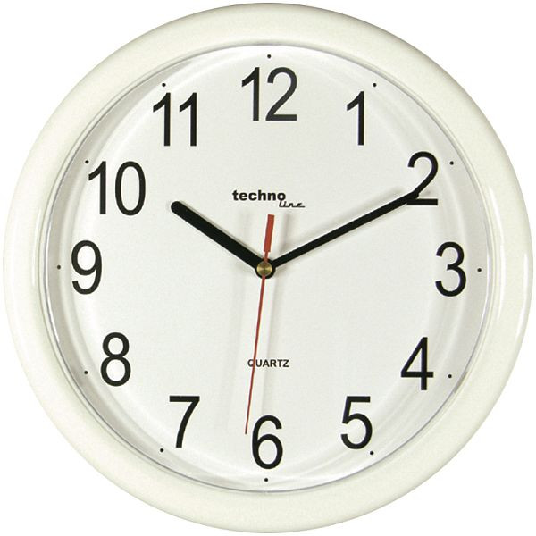 Reloj de pared Technoline de cuarzo blanco, estructura de plástico, dimensiones: Ø 250 x 24 mm, WT 600 blanco