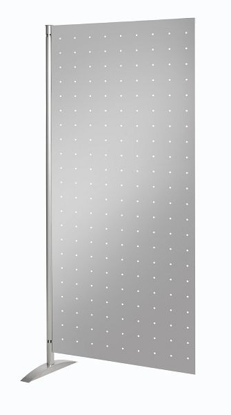 Sistema de pared de presentación Kerkmann, elemento de chapa perforada, 800 x 450 x 1750 mm, aluminio plateado, 45696614