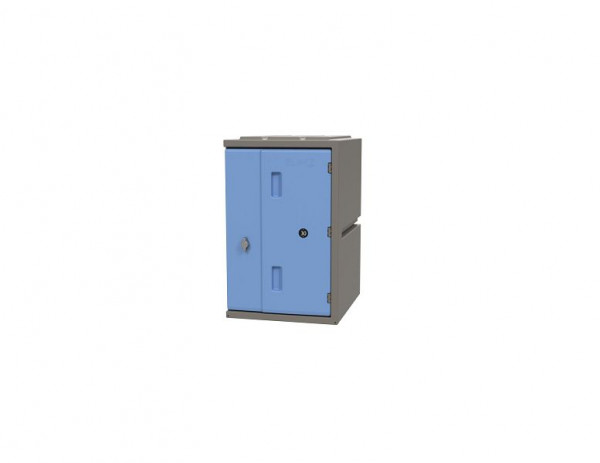 Taquilla de plástico Lotz 600 Taquilla de plástico, altura: 600 mm, puerta azul, cerradura con pestillo giratorio, 221600-08
