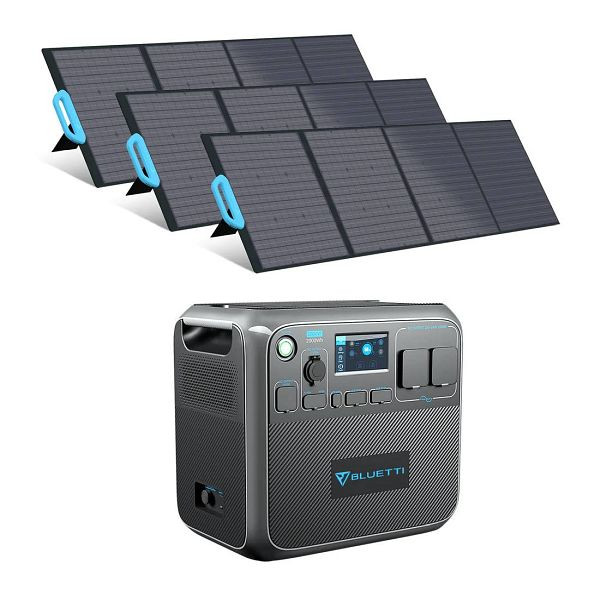 Generador solar portátil BLUETTI AC200P + 3 paneles solares PV200, AC200P+3xPV200