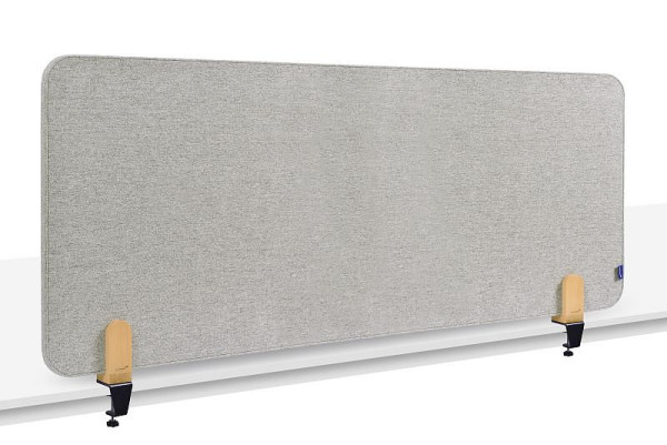 Separador de mesa acústico Legamaster ELEMENTS 60x160 cm gris tranquilo con 2 abrazaderas de mesa, 7-209812