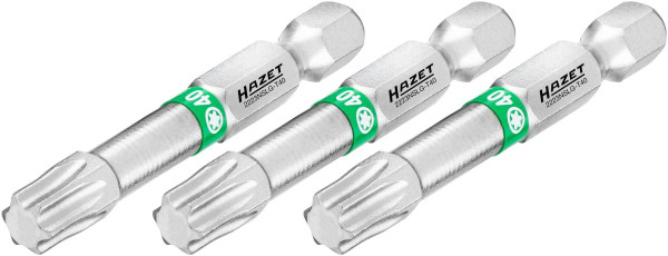 Broca Hazet, hexágono macizo 6,3 (1/4"), perfil interior TORX®, T40, número de herramientas: 3, versión larga, ancho de llave: T40, 2223NSLG-T40/3