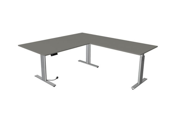Kerkmann mesa para estar sentado/de pie Move 3 plata An. 2000 x Pr. 1000 mm con elemento adicional 1200 x 800 mm, grafito, 10235812