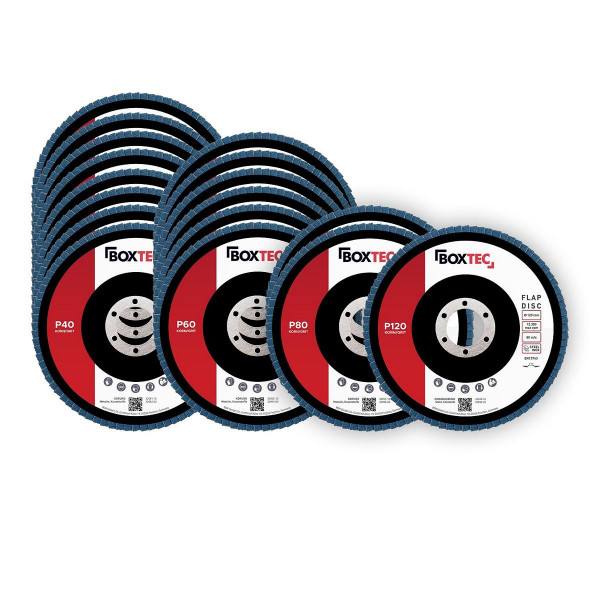 Discos de láminas profesionales BOXTEC AZUL 125 mm Discos de láminas INOX Discos de amolar paquete de 20 MIX set, 32952