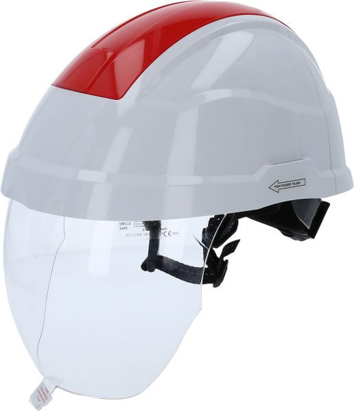 KS Tools casco de seguridad laboral con protección facial, rojo, 117.0137