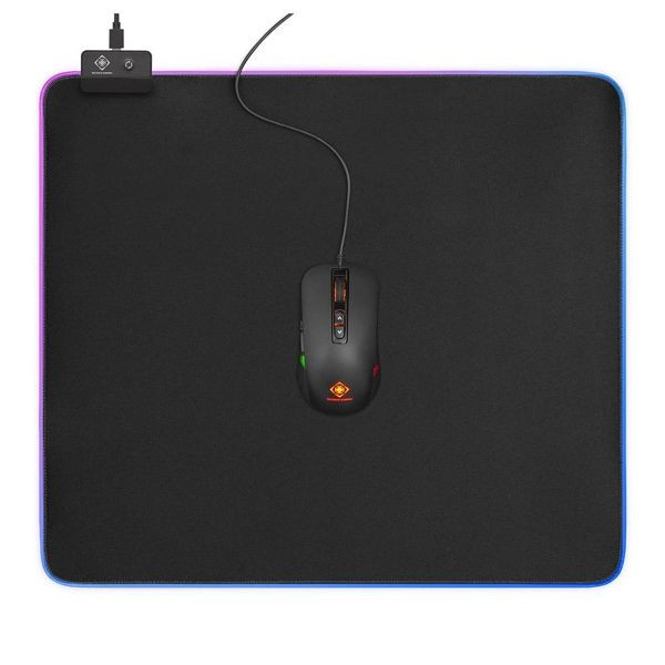 Alfombrilla de ratón para juegos Deltaco XXL RGB (45 x 40 cm, 6 modos RGB, 7 modos estáticos), GAM-078