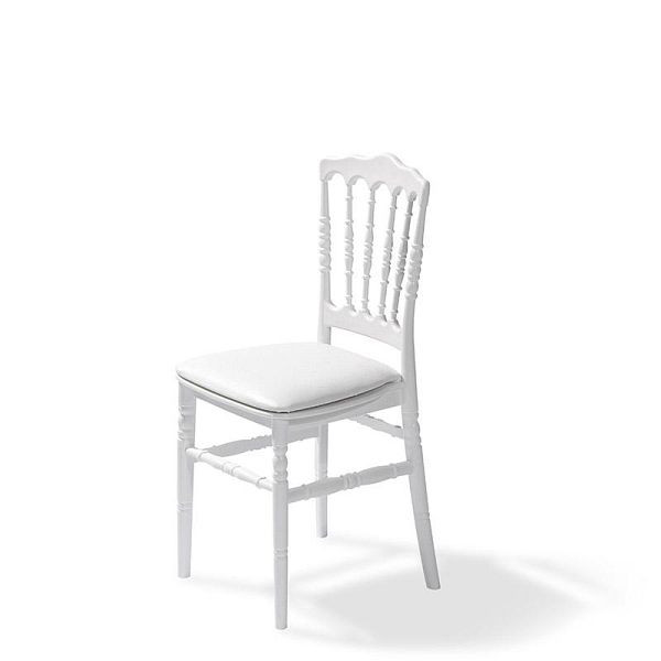 Cojín de asiento VEBA de piel sintética blanco para silla Napoleon/Tiffany, 38,5x40x2,5cm (AnxPrxAl), 50400CW