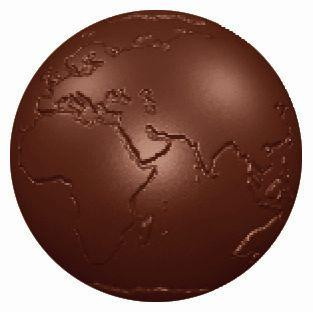 Molde para chocolate Schneider 275x135 mm globo terráqueo, 50x50x25 mm, 2x4 -l Ø50, doble forma, 421648