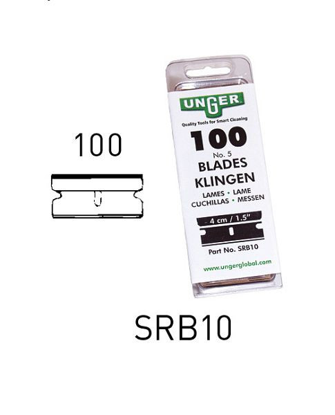 Cuchillas de repuesto UNGER, 4 cm, UE: 1 caja de 100 piezas, SRB10