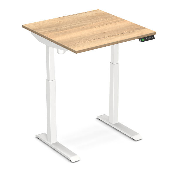 Worktrainer escritorio sentado y de pie StudyDesk (blanco / roble natural 80 x 80 cm), StD-s-blanco-no