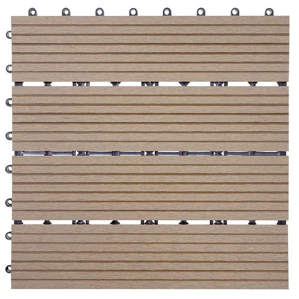 Mendler Baldosa de WPC Rhone, balcón/terraza con aspecto de madera, 11x cada 30x30cm = 1m², base, teca lineal, 54440