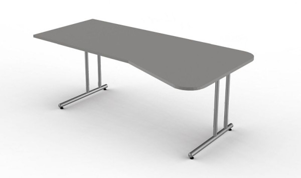 Mesa de forma libre Kerkmann con estructura de patas en C, Start Up, 1950 mm de ancho x 800/1000 mm de profundidad x 750 mm de alto, color: grafito, 11434912