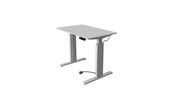 Mesa para sentarse/de pie Kerkmann Move 3 plateada, ancho 1000 x fondo 600 mm, altura ajustable eléctricamente de 720 a 1200 mm, gris claro, 10231111