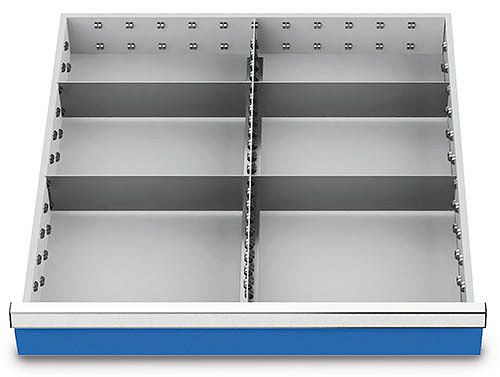 Insertos para cajones Bedrunka+Hirth T736 R 24-24, para altura de panel 100/125 mm, 1 x MF 600 mm, 4 x TW 300 mm, 144BLH100