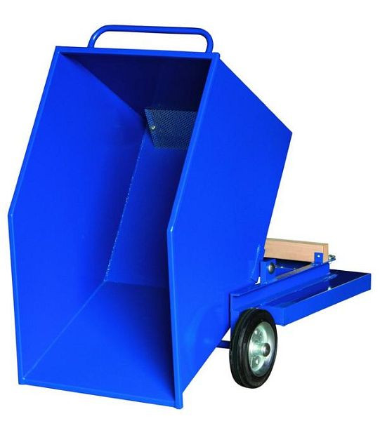 Carro caja de chapa KLW, con contenedor basculante completamente soldado, que incluye cavidades para carretilla elevadora, grifo de drenaje, criba de chapa perforada y dispositivo de bloqueo, 8615-6050-400L