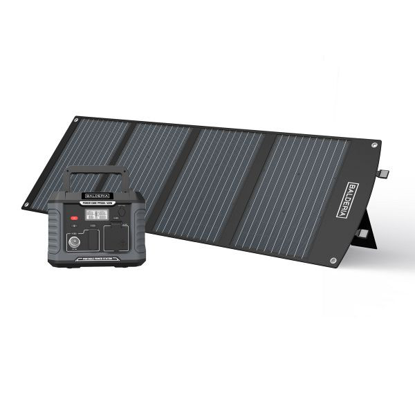 Conjunto de alimentación de estación de energía móvil Balderia, 120 W, 400 Wh, 4 paquetes de células solares, cada 30 W, color: negro, PPS500-SP120