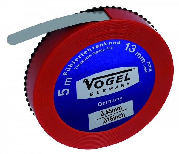 Cinta de calibre de espesores de Vogel Germany, acero para resortes endurecido, 0,45 mm / 0,018 pulgadas, 455045