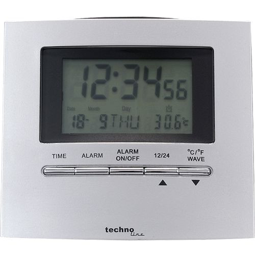 Radio reloj despertador Technoline, radio reloj DCF-77 con opción de ajuste manual, dimensiones: 90 x 80 x 45 mm, alimentación: 2 x AAA Micro LR03 (no incluidas), WT 250