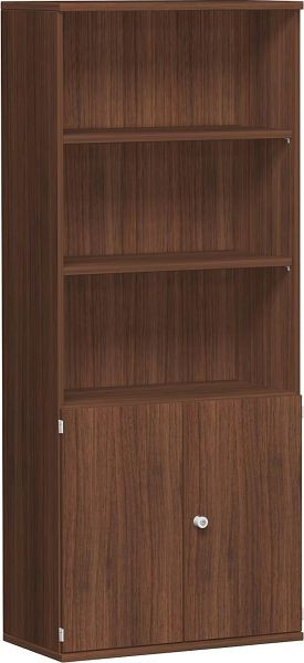 armario modular geramöbel 1.+2. Puertas de madera de altura de archivo, con cerradura, estante de altura de archivo 3 a 5, 3 estantes decorativos, 800x425x1920, nogal, N-10M50829-NN