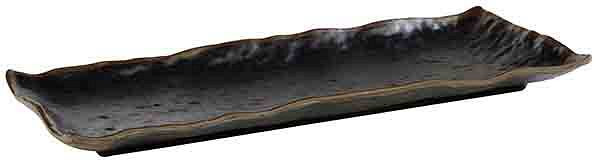 Bandeja APS -MARONE-, 39 x 16 cm, altura 3 cm, melamina, negro, con borde marrón, 84118
