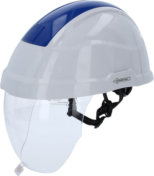 KS Tools casco de seguridad laboral con protección facial, azul, 117.0135