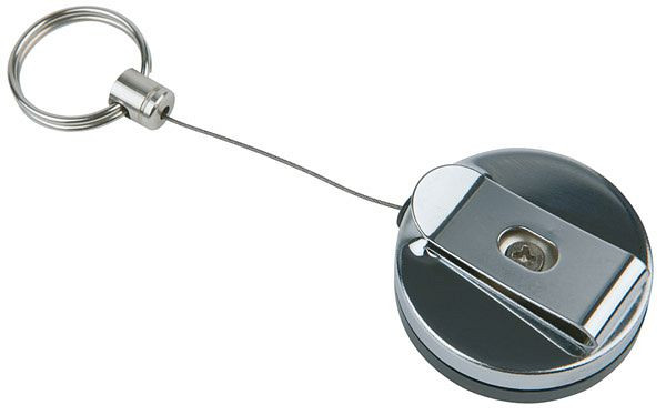 Cordón para llaves APS, Ø 4 cm, altura: 2 cm, ABS, metal, acero inoxidable, cordón de acero inoxidable: 65 cm de largo, paquete: 2 unidades, 93170
