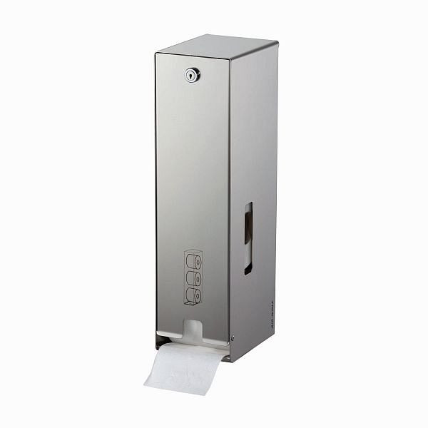 Dispensador de papel higiénico Air Wolf, serie Omicron II, alto x ancho x fondo: 423 x 116 x 148 mm, acero inoxidable cepillado, 35-716