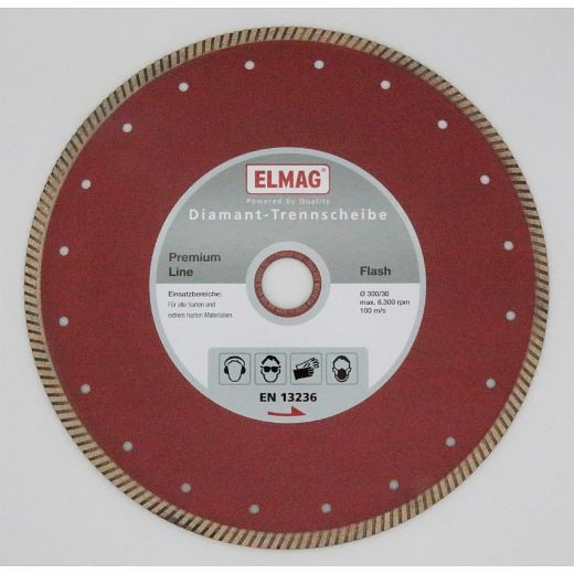 Disco diamantado ELMAG 200 mm LÍNEA PREMIUM - GRES PORCELANICO, (para materiales extremadamente duros), diámetro 25,4 mm (para corte húmedo), 61695