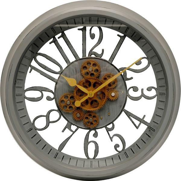 Reloj de pared Technoline de cuarzo gris, engranajes móviles gracias a baterías adicionales, dimensiones: Ø 50,5 cm, WT 1580 gris