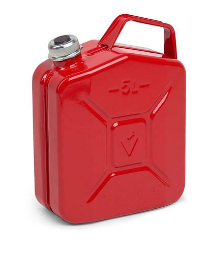 Bidón de combustible de acero DENIOS, con tapón de rosca, volumen de 5 litros, homologación UN, 264-614