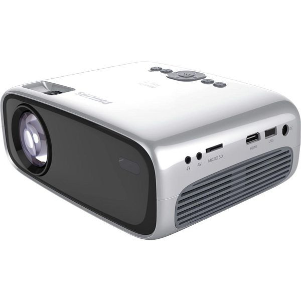 Philips Projection NeoPix Easy 2+ Mini proyector/proyector HD (sonido estéreo, LED, hasta 65" (165cm), HDMI, USB, VGA, MicroSD), NPX442/INT