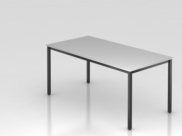 Mesa de reuniones Hammerbacher 160x80cm gris/negro cuadrada, forma rectangular, VDQ16/5/D