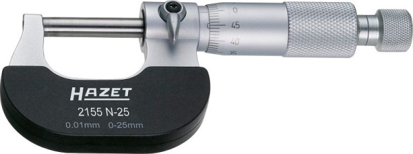 Micrómetros de precisión Hazet, rango de medición 0 - 25 mm, anillo de sujeción y galga de espesores, 2155N-25