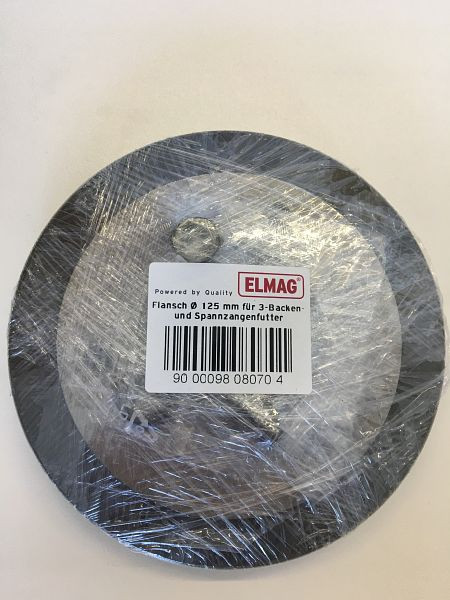 Brida ELMAG Ø 125 mm para portabrocas de 3 garras y de pinza, para Superturn 550/125 y 700/140, 9808070